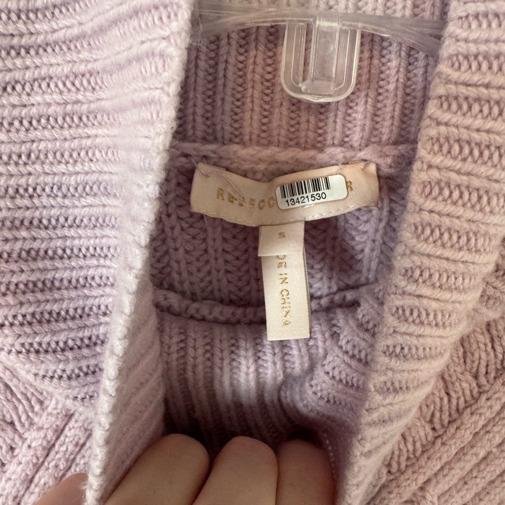 Rebecca Taylor basket-woven mock neck Lavender Knit Women's Sweater - Picture 9 of 9